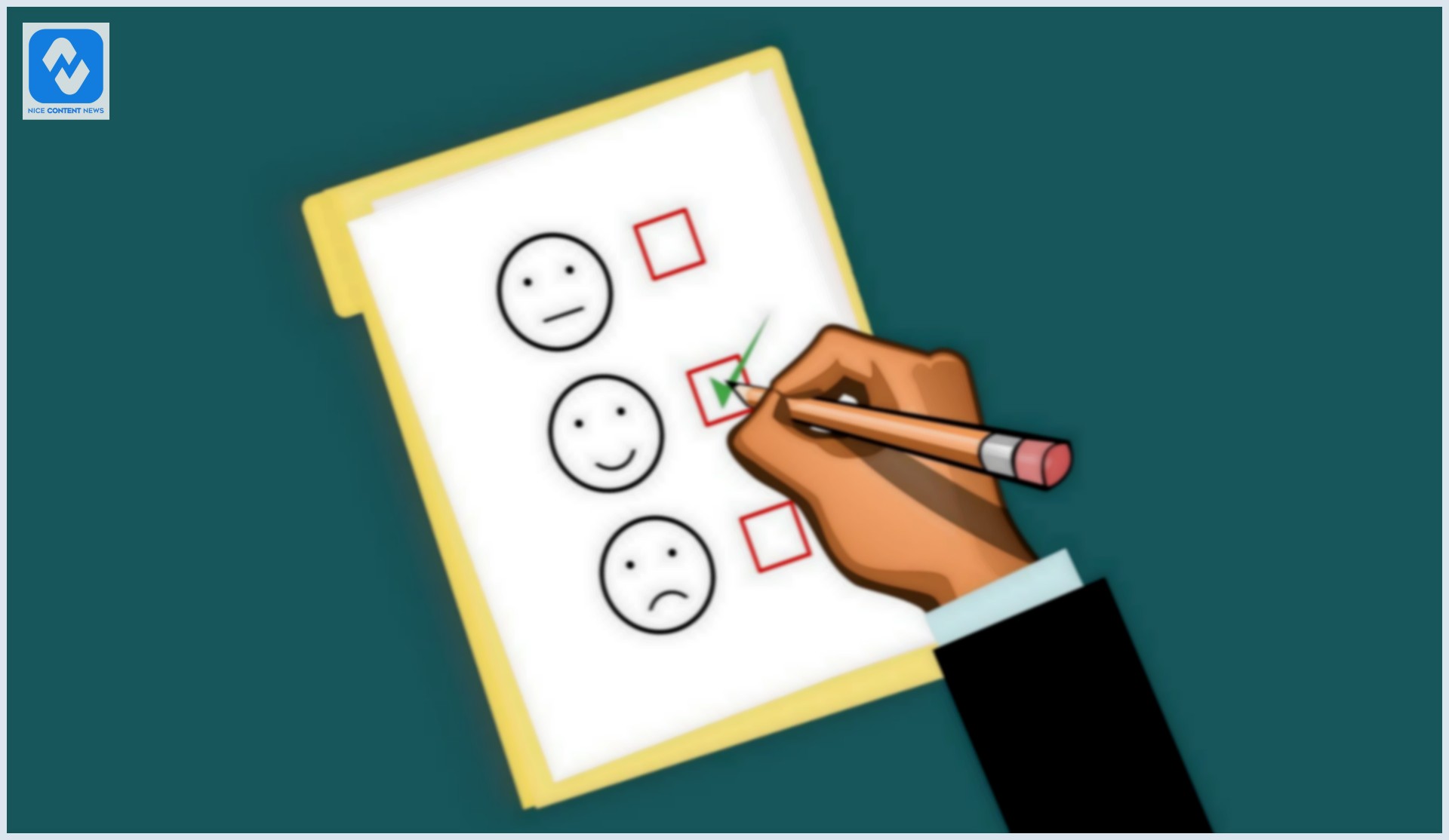 Um cliente respondendo a pesquisa com emoji alegre